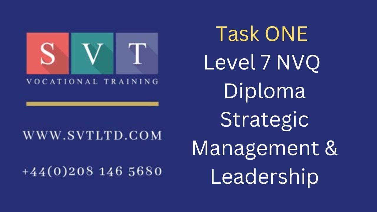 Task One Tutorial of the Level 7 NVQ Diploma in Strategic Management & Leadership