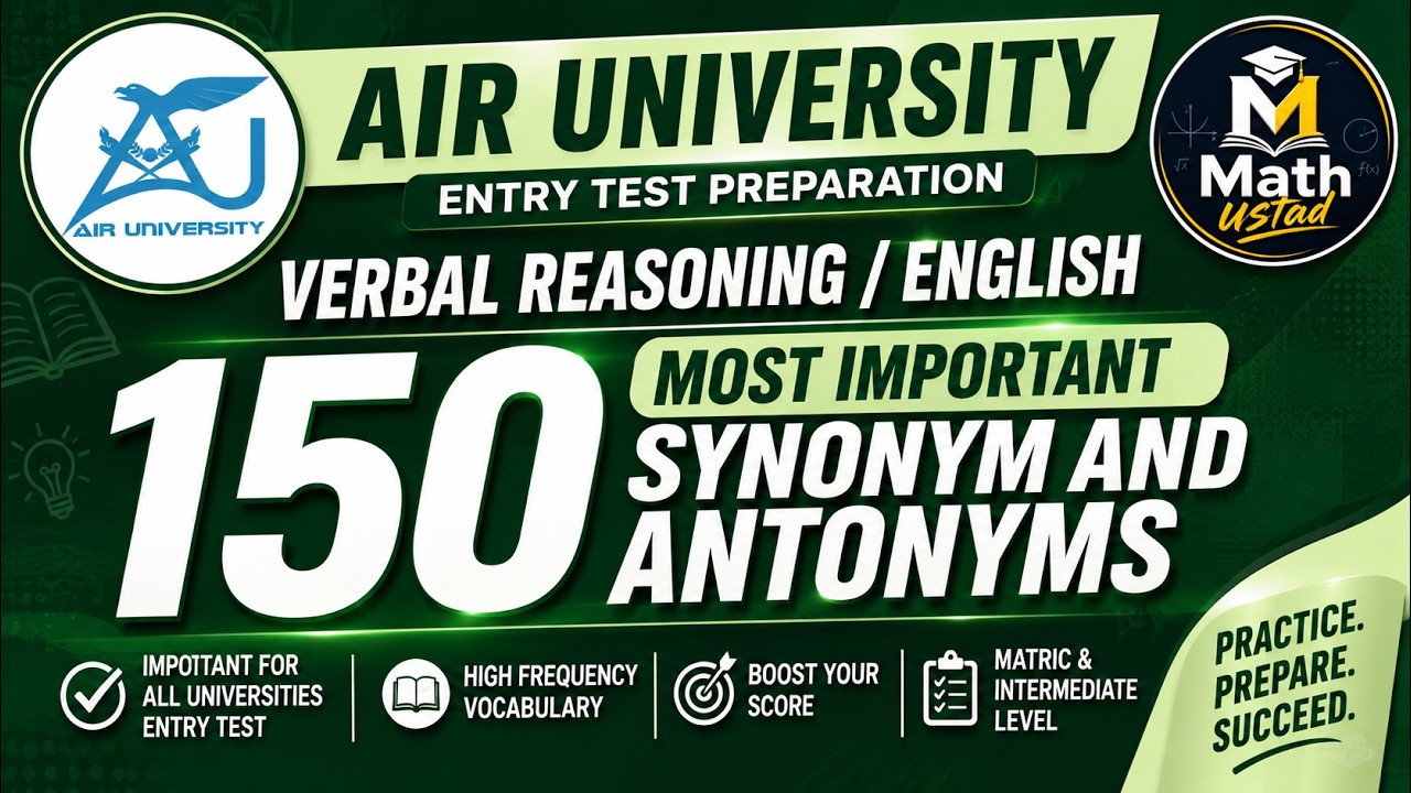 150 Most Important Synonyms & Antonyms | Air University Entry Test Preparation