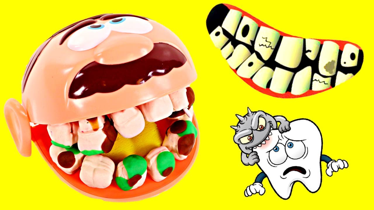 Dentist Amy Jo Helps Doctor Drill n' Fill Play Doh Cavities - Gross Playdough Teeth