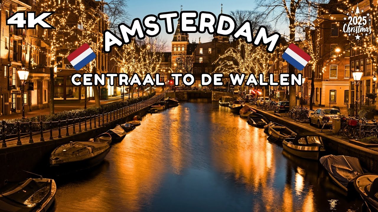 Amsterdam 🇳🇱|  Satisffying Christmas Night Walk in 4K | Centraal Station to De Wallen|