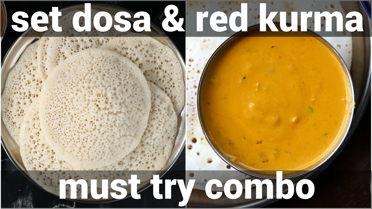 instant rava set dosa & red kurma combo recipe | set dose & kurma curry best combo breakfast recipe