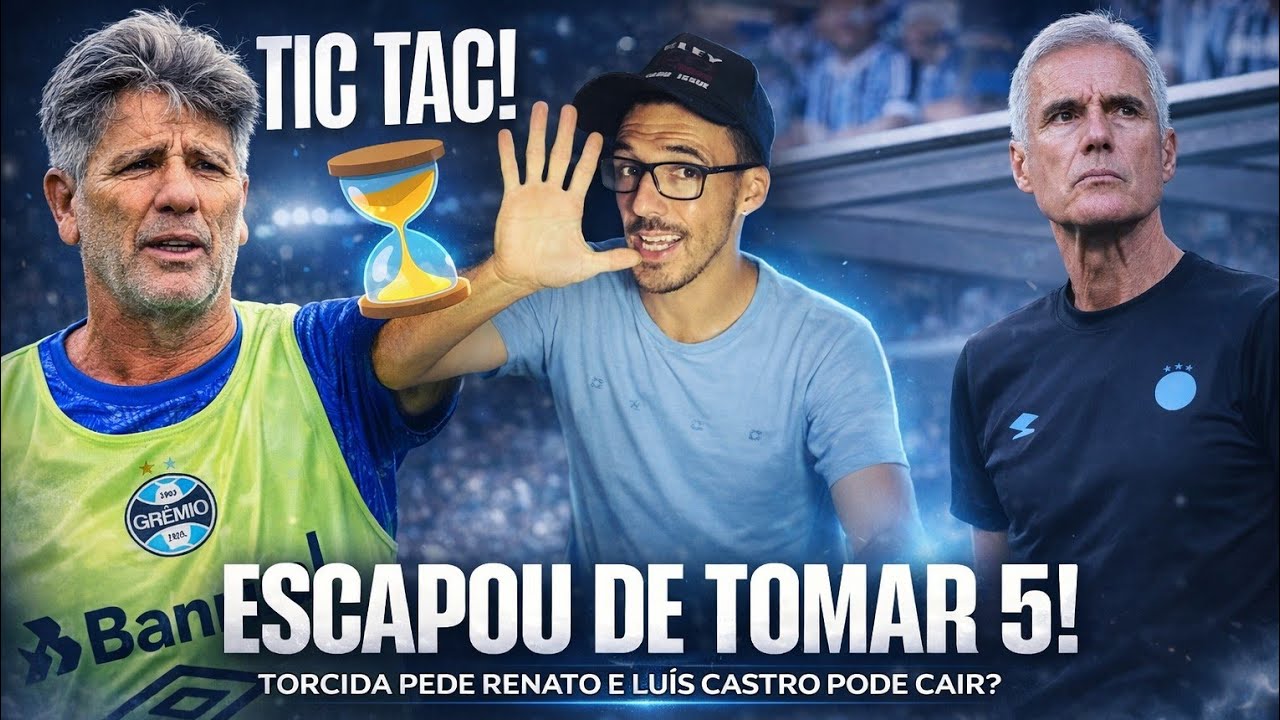 🔵⏳ ESCAPOU DE TOMAR 5! LUÍS CASTRO PODE CAIR ? JUVENTUDE É O DIVISOR DE ÁGUAS? TORCIDA PEDE RENATO!