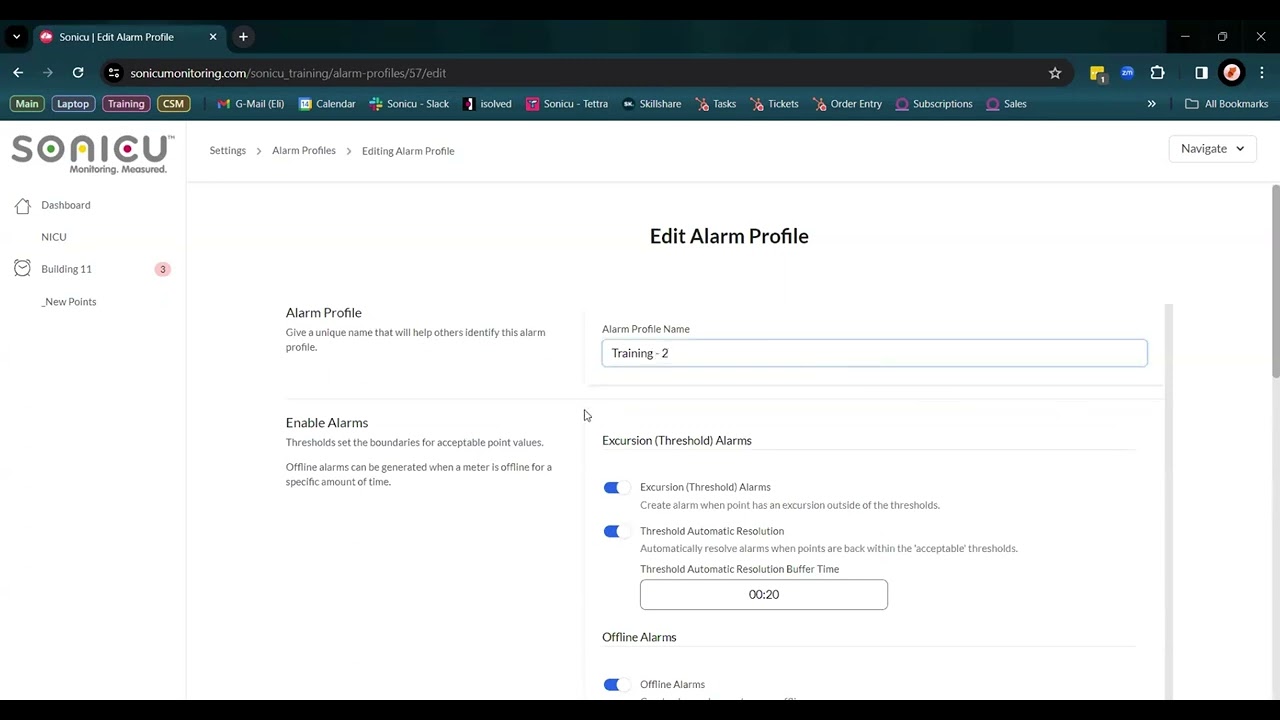 Admin User Training:  Editing an Existing Alarm Profile