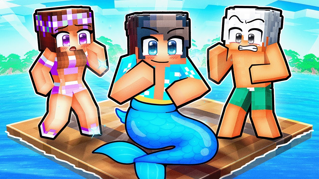 My Mermaid SECRET on ONE RAFT in Minecraft!