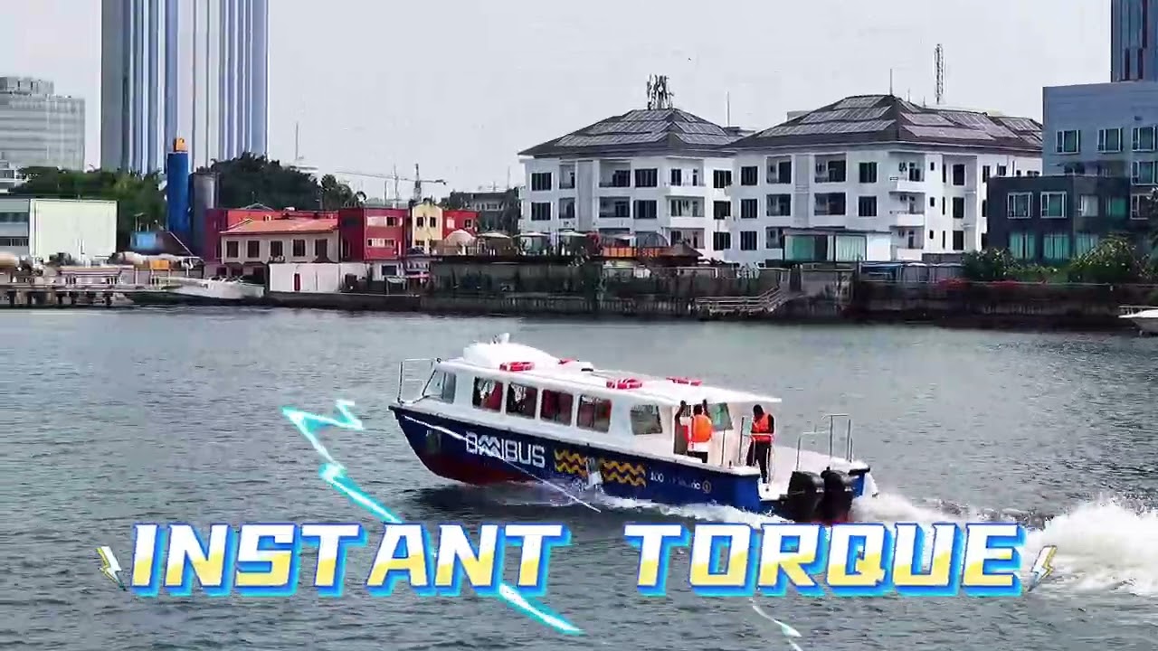 Nigeria electric water bus debut! Clean energy. Quite sailing. Powerful future. 