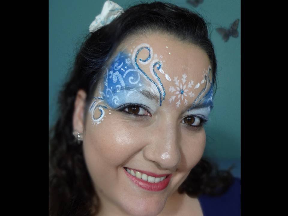 Tutorial - Makeup Frozen com stencils - Maquiagem artística - Pintura facial - Frozen Face Painting