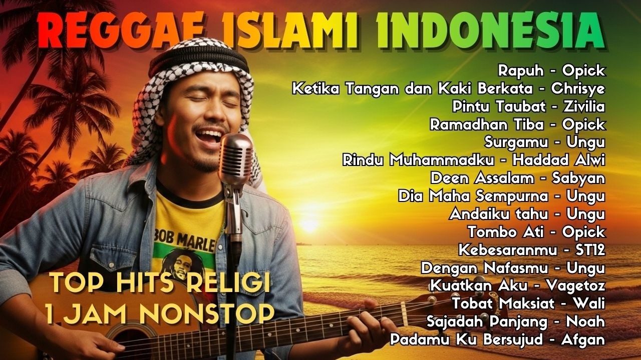 Lagu Reggae Islami Indonesia Ini Bikin Hati Adem Banget - Reggae Version 🌙 Nonstop 1 Jam Cover AI