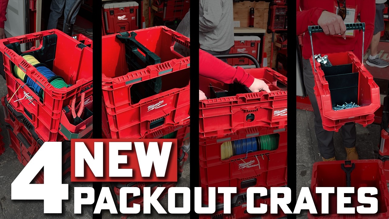 Новые упаковочные ящики Milwaukee PACKOUT | Ящики с проволочной фиксацией, большие, низкопрофильн...