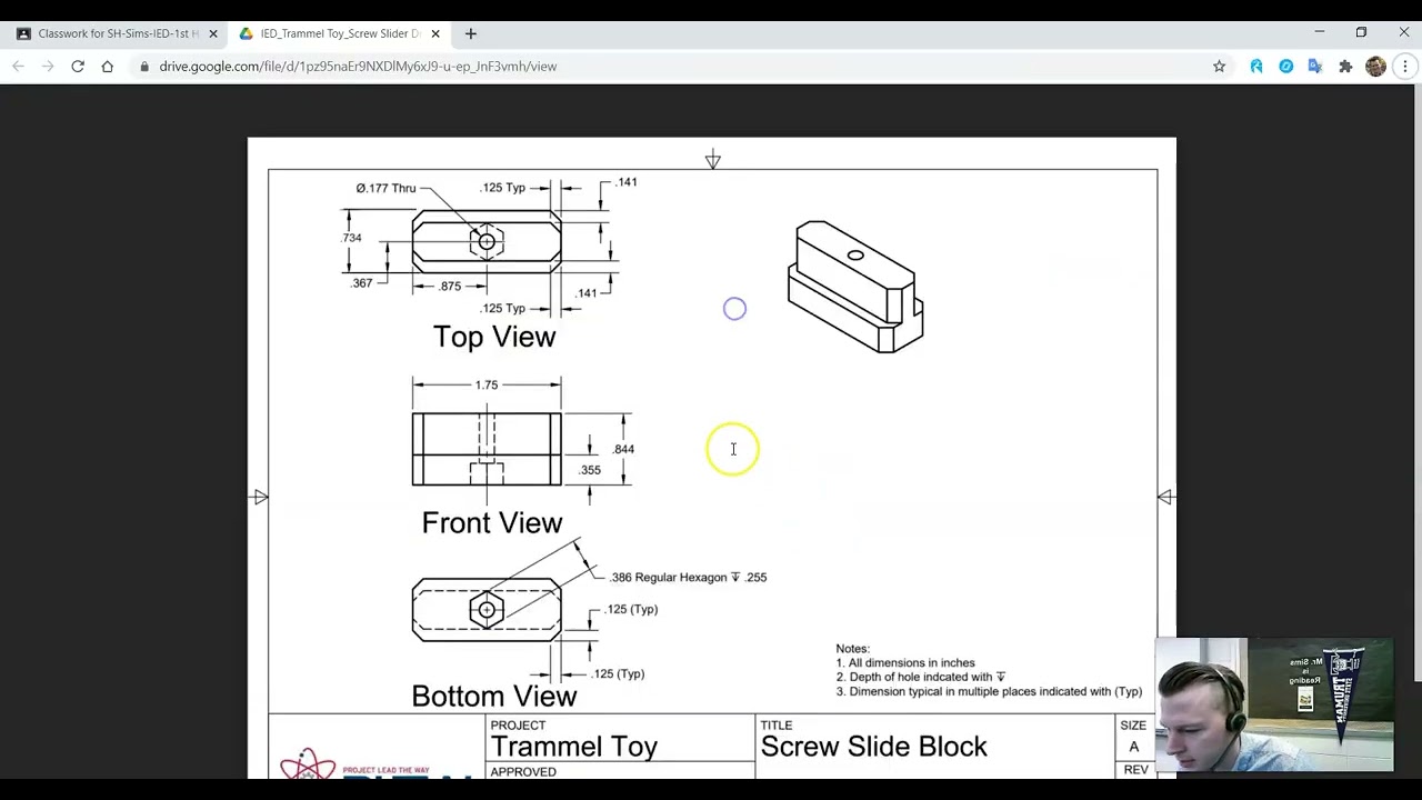 Trammel Toy Screw Slide Block
