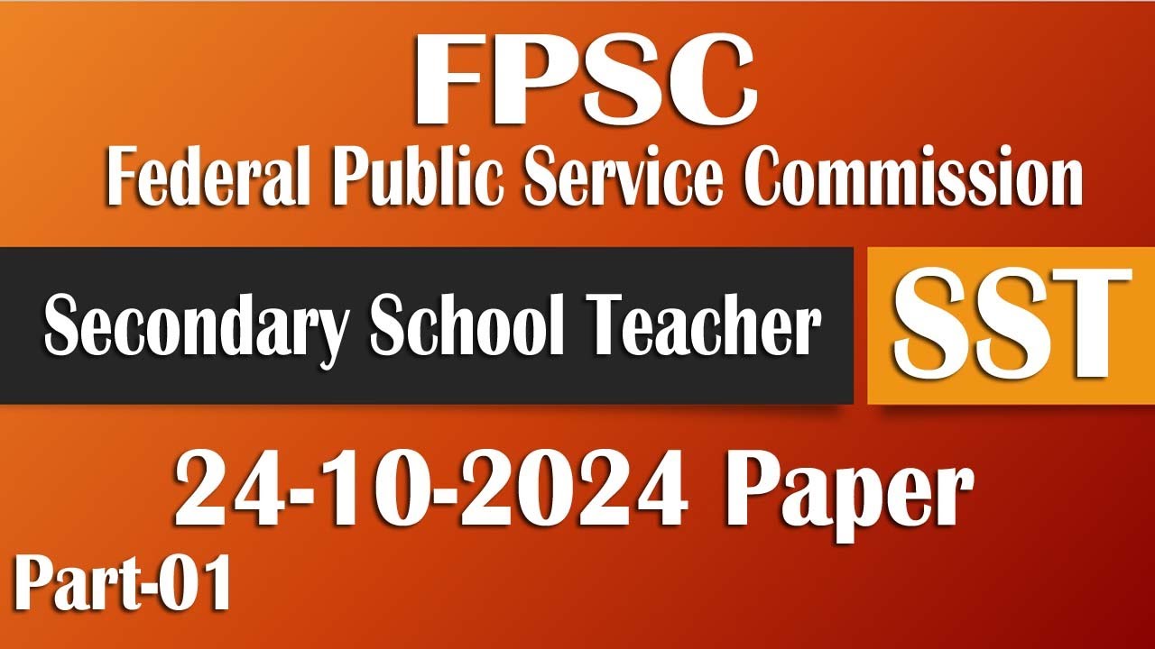 FPSC SST Male Today Paper Solved 24-10-2024 | Education PPSC SPSC CSS NTS Pedagogy MCQs Part-01