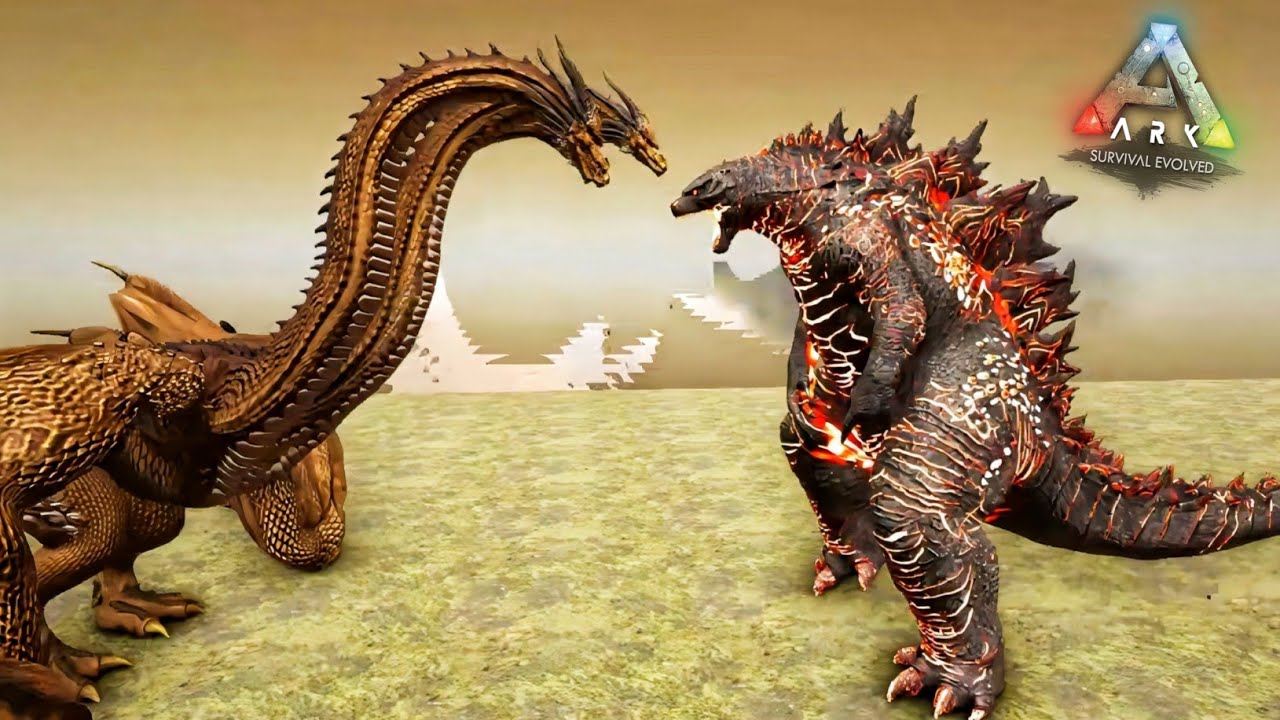 KING GHIDORAH VS ARK TITANUS CREATURES | ARK: Survival Evolved