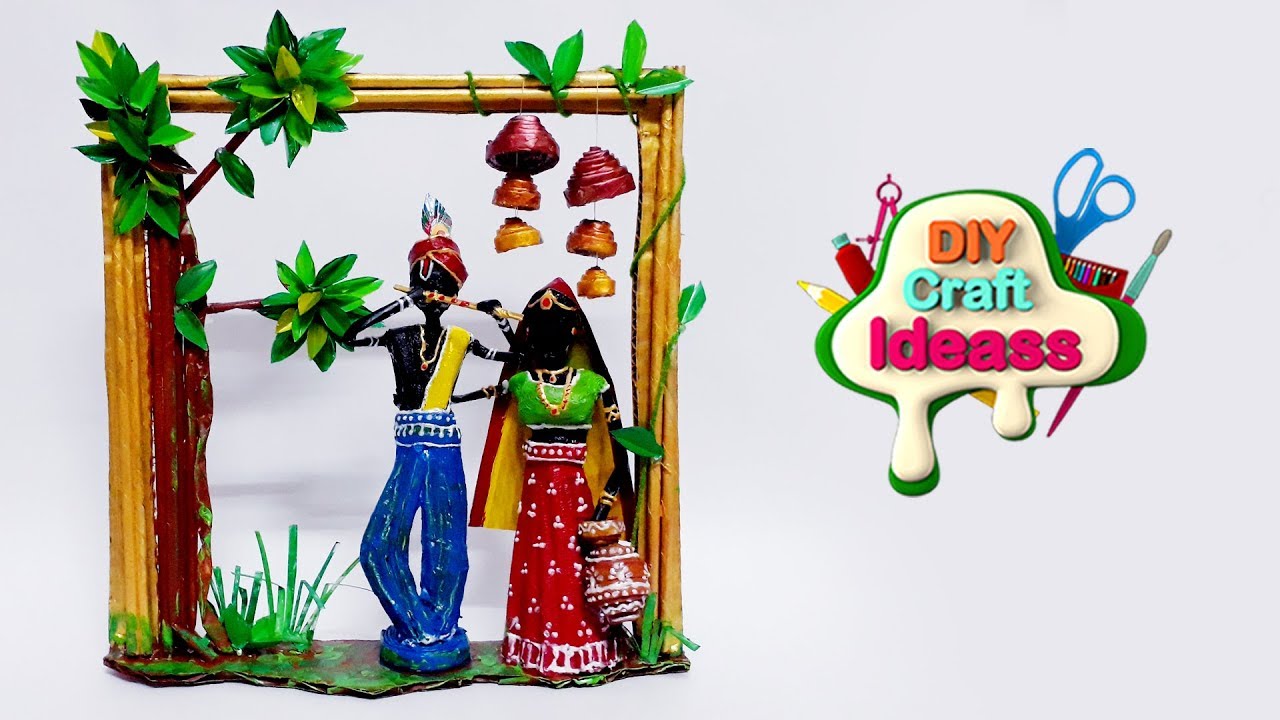 Newspaper home decor radha krishna | Newspaper crafts | Best out of waste