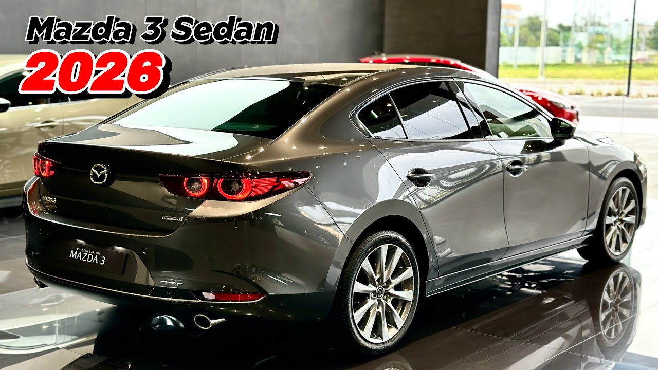 Nowy sedan Mazda 3 z 2025 r. &ndash; sedan klasy premium z silnikiem 1,5 l i 4 cylindrami | Szary wyglą...