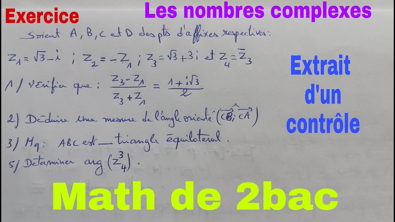 les nombres complexes....math de 2bac