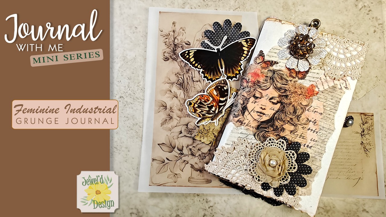 Journal Cover layouts - cluster decor - lace and trim edges - Feminine Industrial Mini Series Pt 3