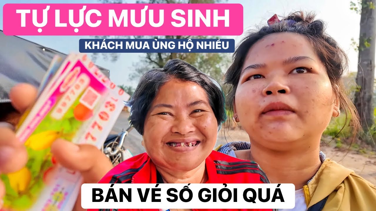 Tự lực mưu sinh! Hai mẹ con chị Thanh bán vé số ngày càng đắt khách, bà con thương ghé ủng hộ nhiều