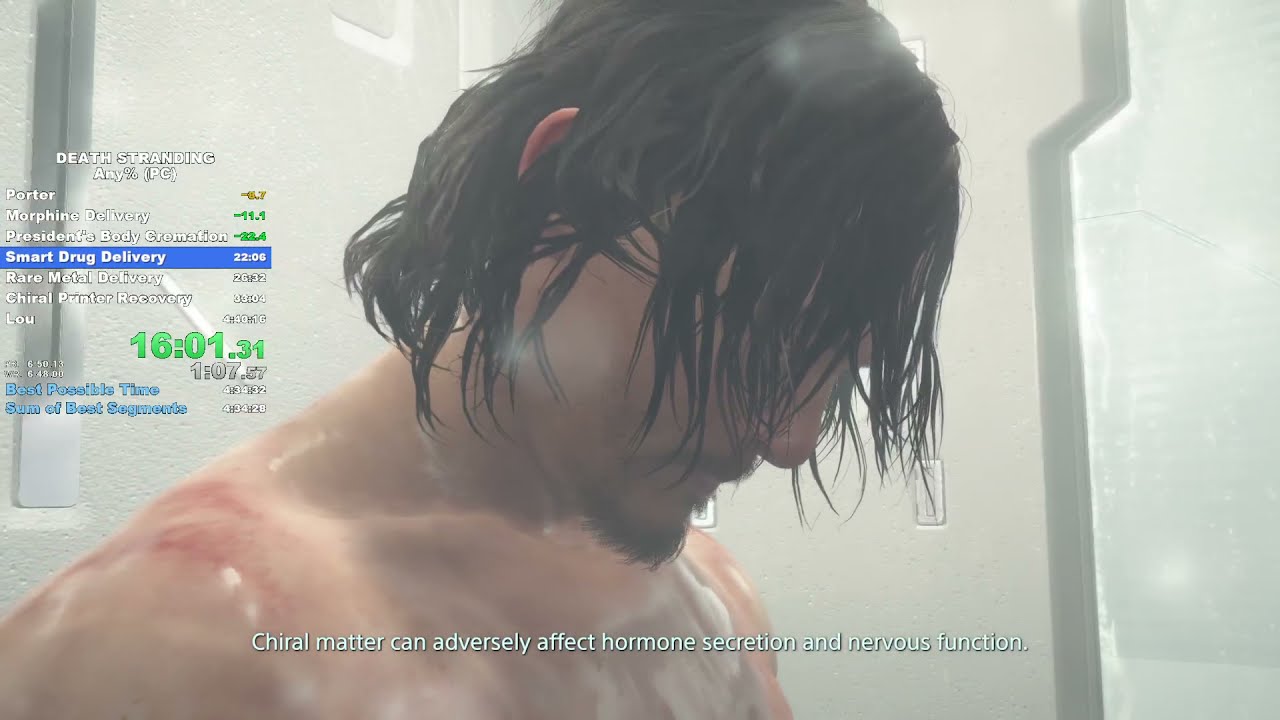 Death Stranding PC Speedrun in 4:36:59 (Offline, Glitchless)