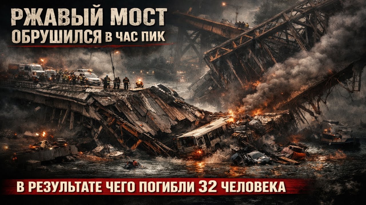 🌉⚠️ Ржавый мост обрушился в час пик — трагедия, унесшая 32 жизни 💔