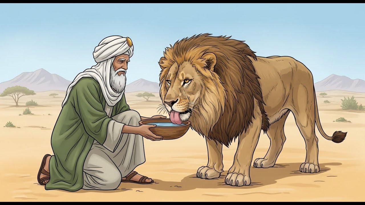 قصه الرجل الفقير الذي أنقذ الأسد العطشان فأنقذه الأسد من الفقر