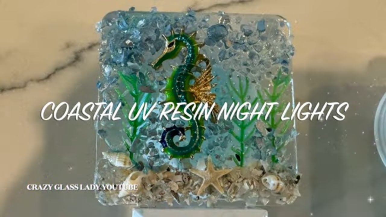 #343 Coastal nightlights. So easy to make Big seller at Craft shows.Glass & Resin Art UV Resin