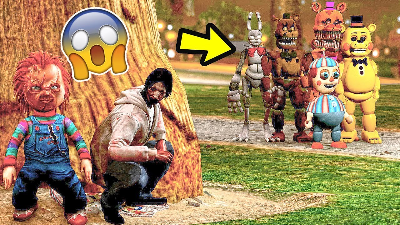JEFF E CHUCKY PODEM VENCER OS ANIMATRONICS? | GTA V Five Nights at Freddy's