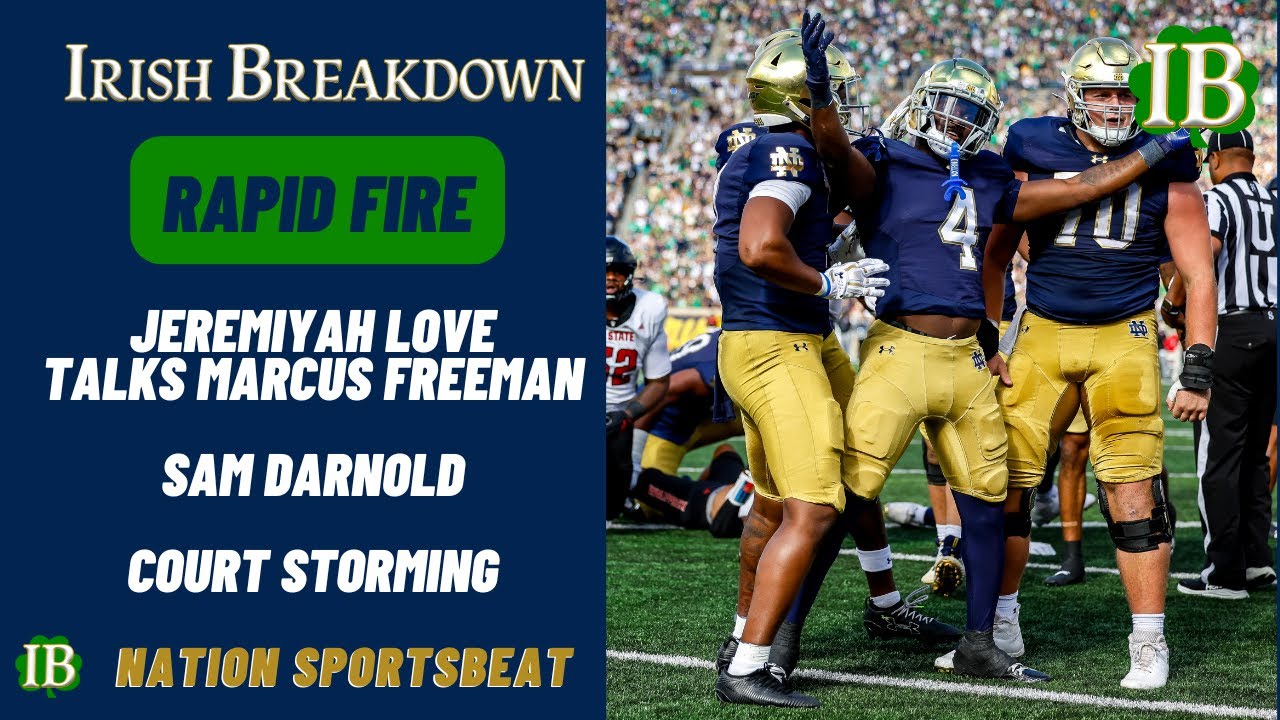 Rapid Fire: Jeremiyah Love Talks Marcus Freeman, Sam Darnold Wins Super Bowl, Court Storming