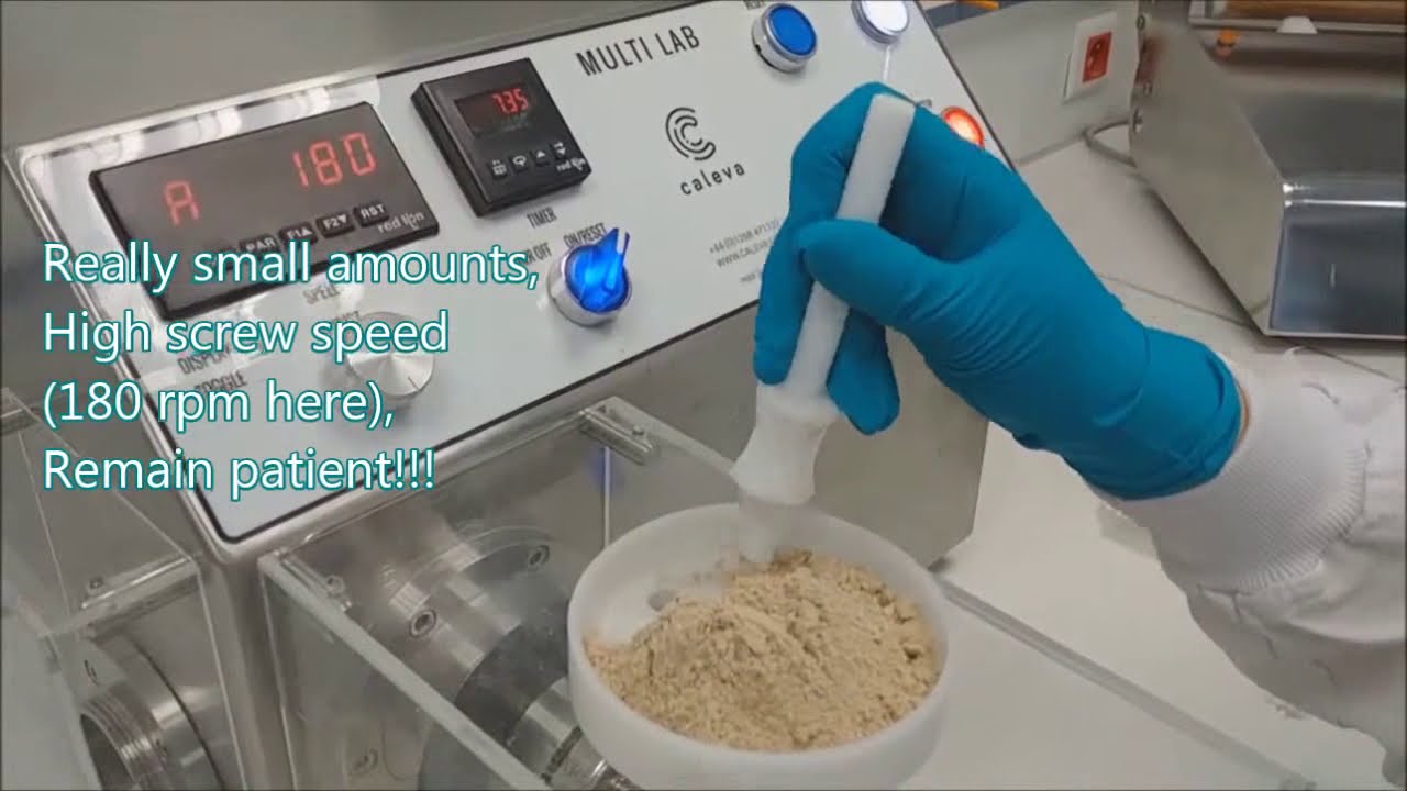 Creating extrudate or pellets of 0.5mm from Aarons Insights