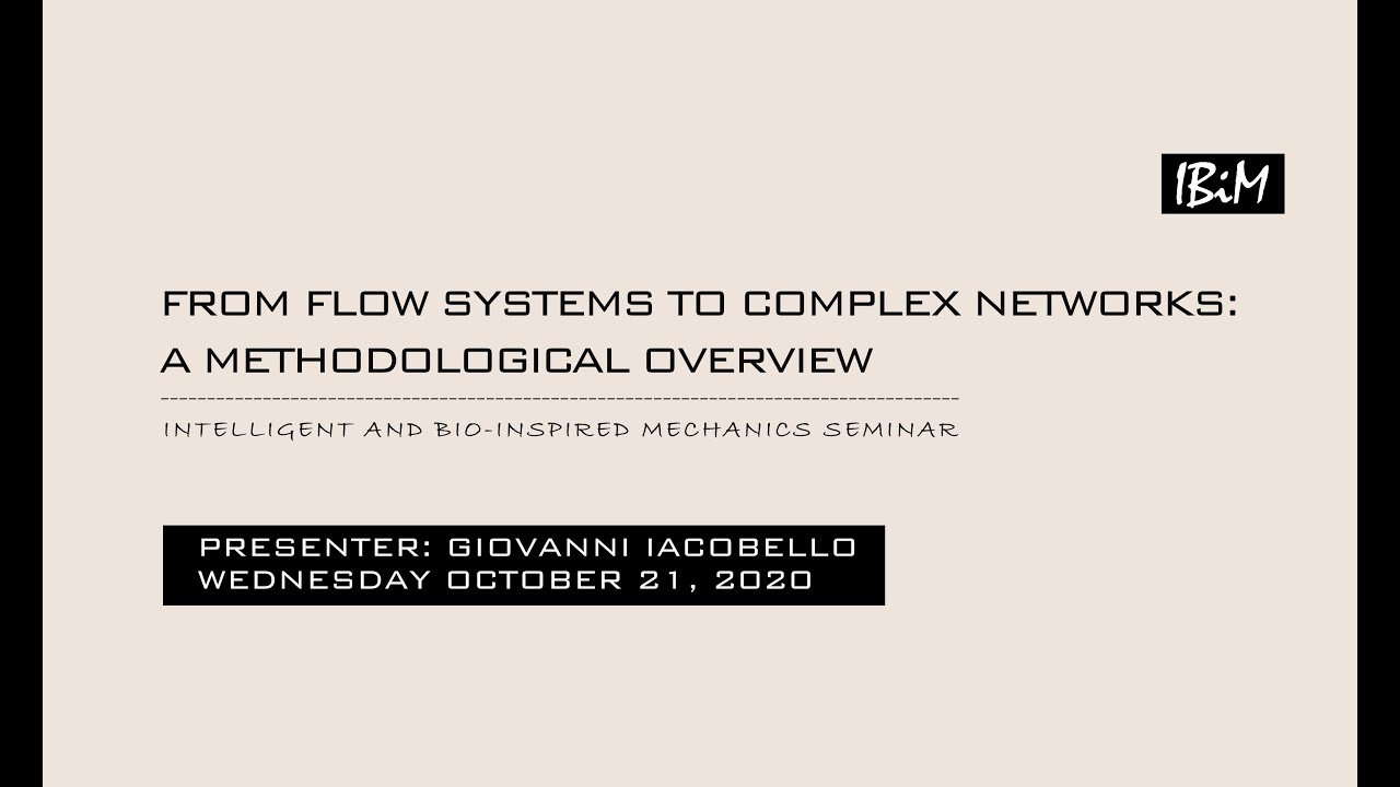 IBiM Seminar: From flow systems to complex networks: a methodological overview