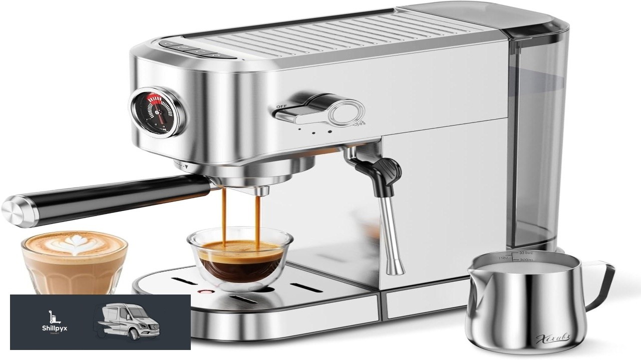 20Bar Espresso Machine Compact Espresso Maker with Milk Frother Stainless Steel Coffee
