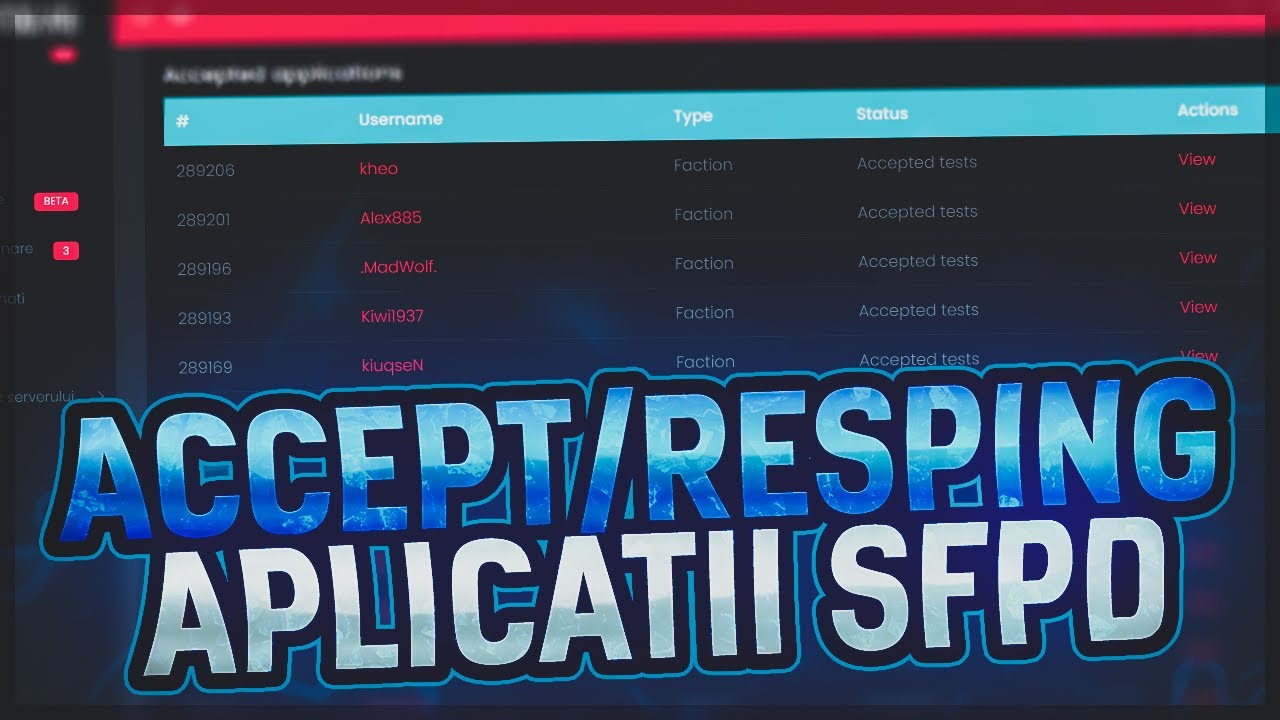 ACCEPT / RESPING APLICATII SFPD PE B-HOOD!