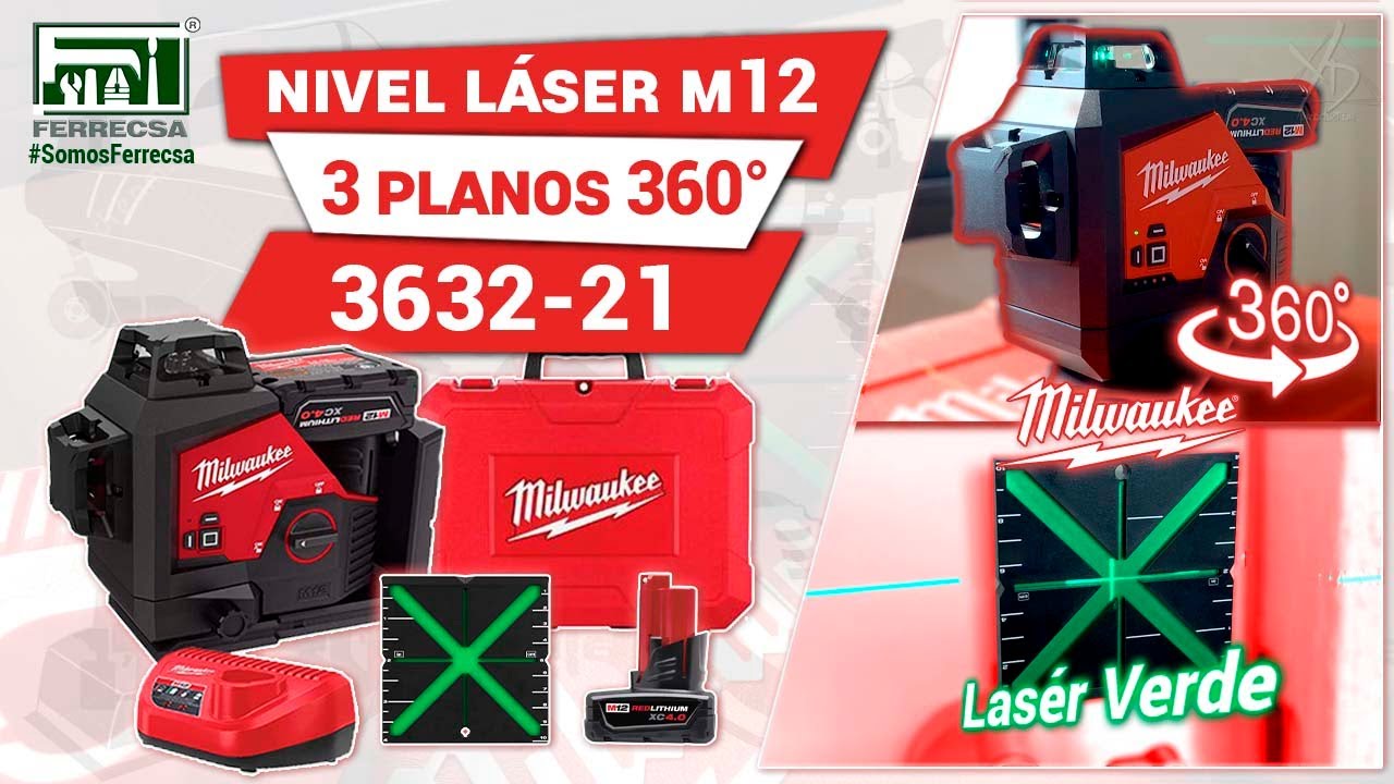 INCREÍBLE Nivel Láser 3632-21 M12⭕(3 PLANOS 360°)❗ Milwaukee (DEMOSTRACIÓN)