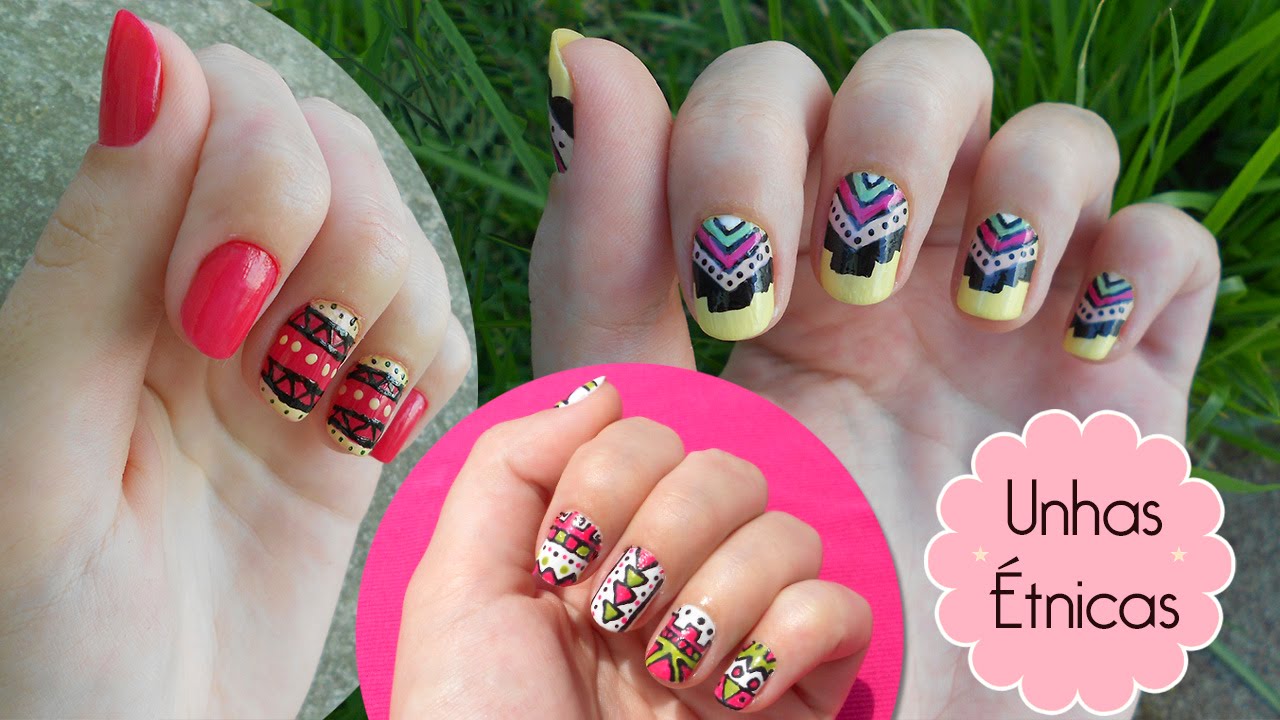 Unhas decoradas Étnicas - Ideia Rosa