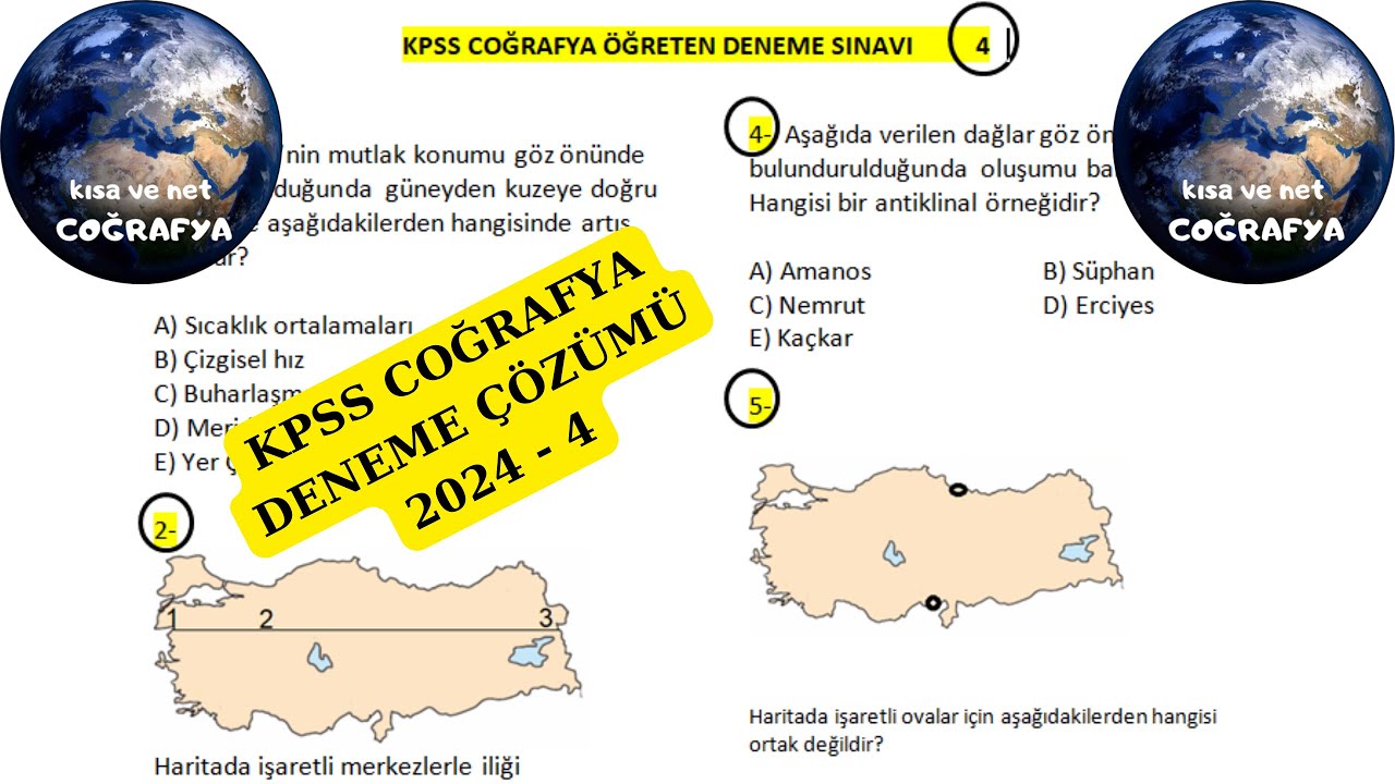 KPSS Coğrafya Deneme Çözümü 2024- 4