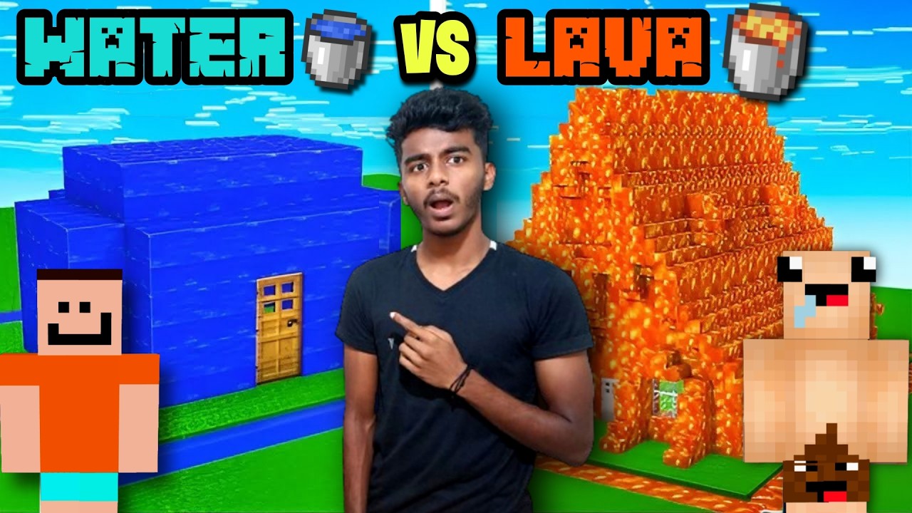 Minecraft NOOB vs PRO: WATER VS LAVA HOUSE BUILD CHALLENGE in Tamil