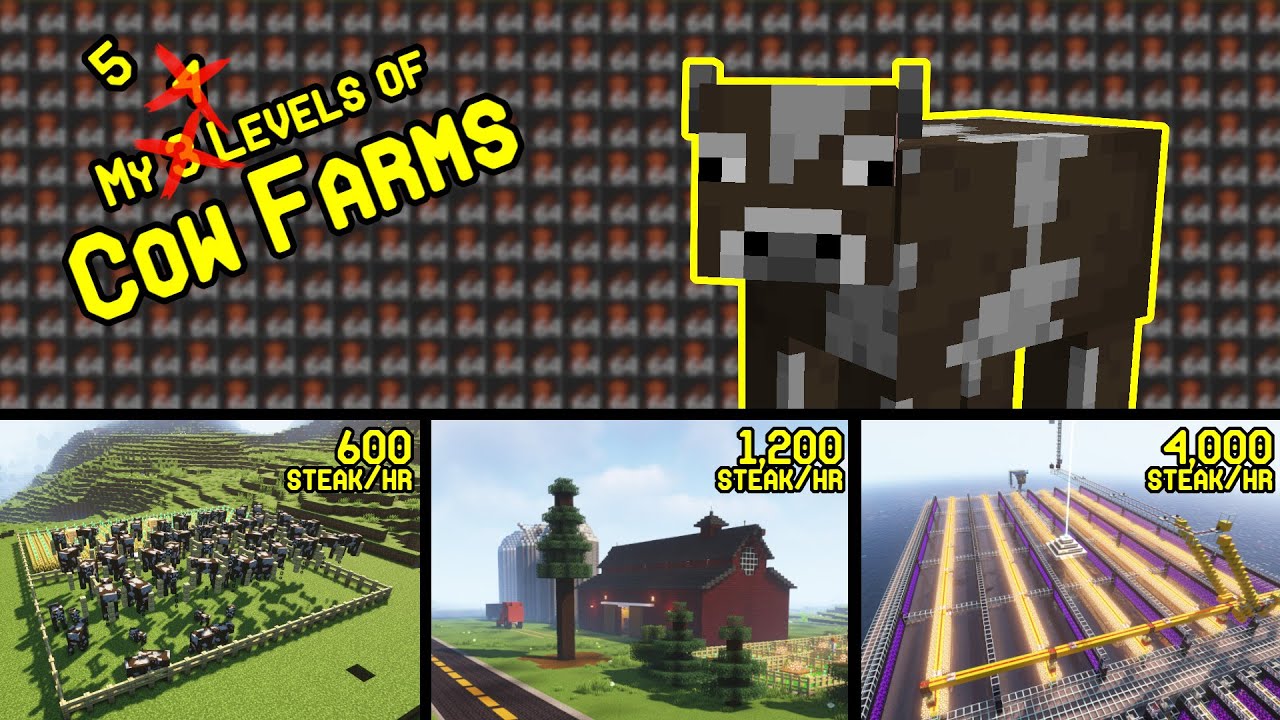 My 3 Levels of Cow Farms in MInecraft