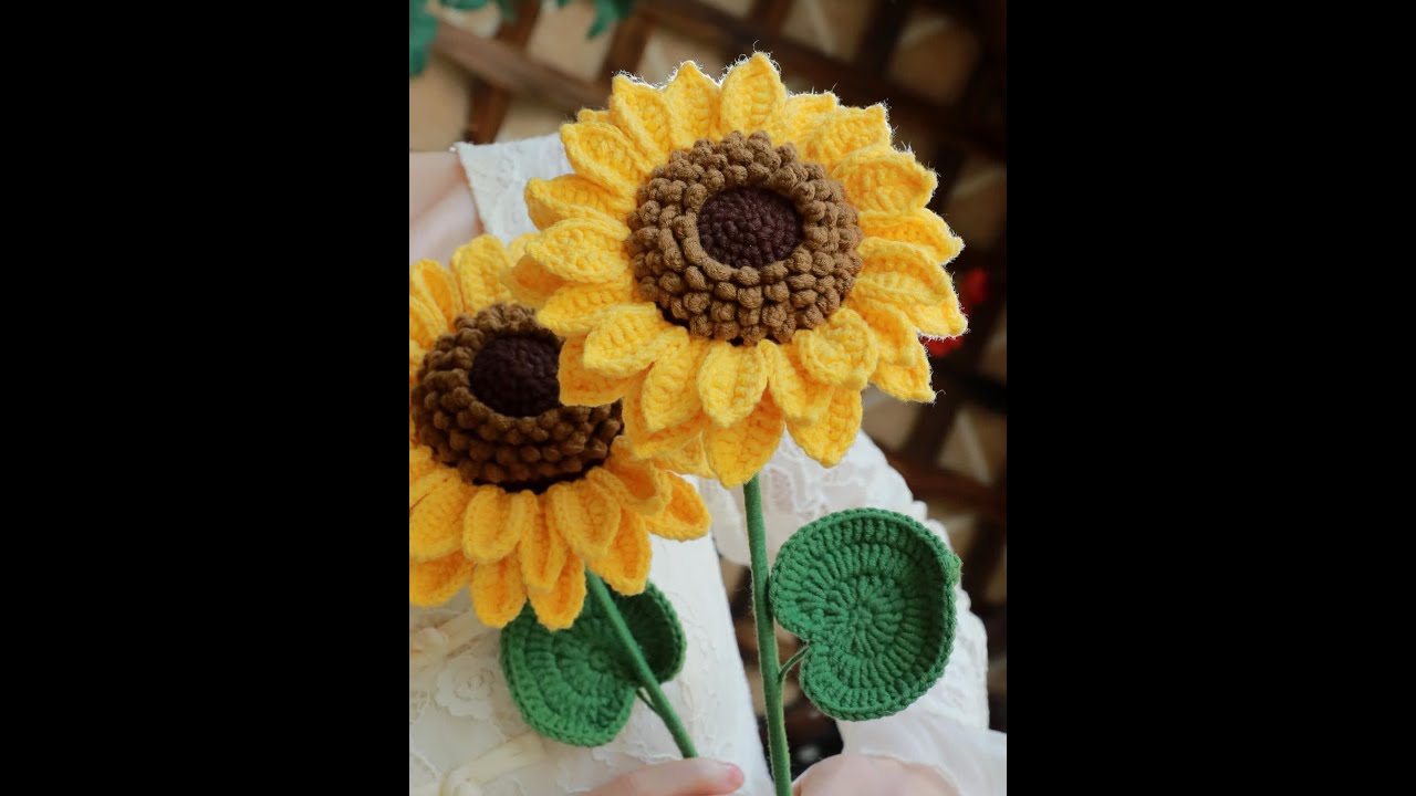 双层向日葵花萼教程＋组装  #钩针编织 #一束花的仪式感 #礼物