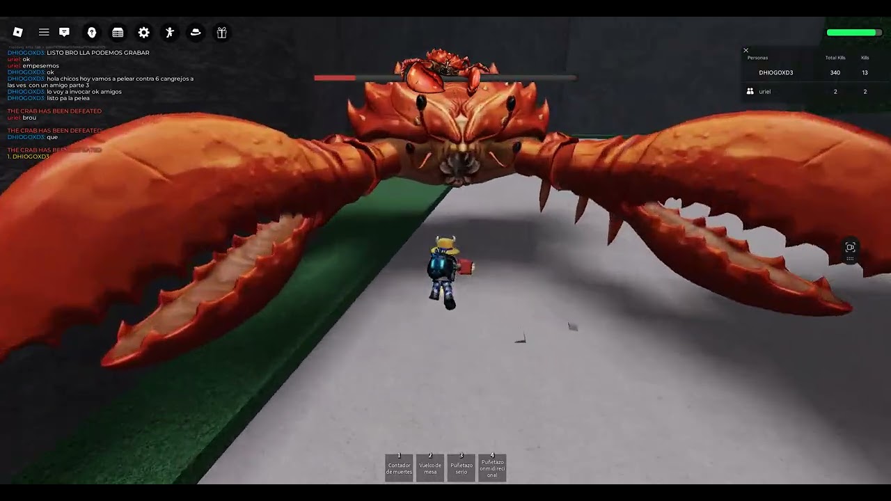 Roblox- enfretandome contra 6 cangrejos con un amigo en campos de batallas mas fuertes no me despedi