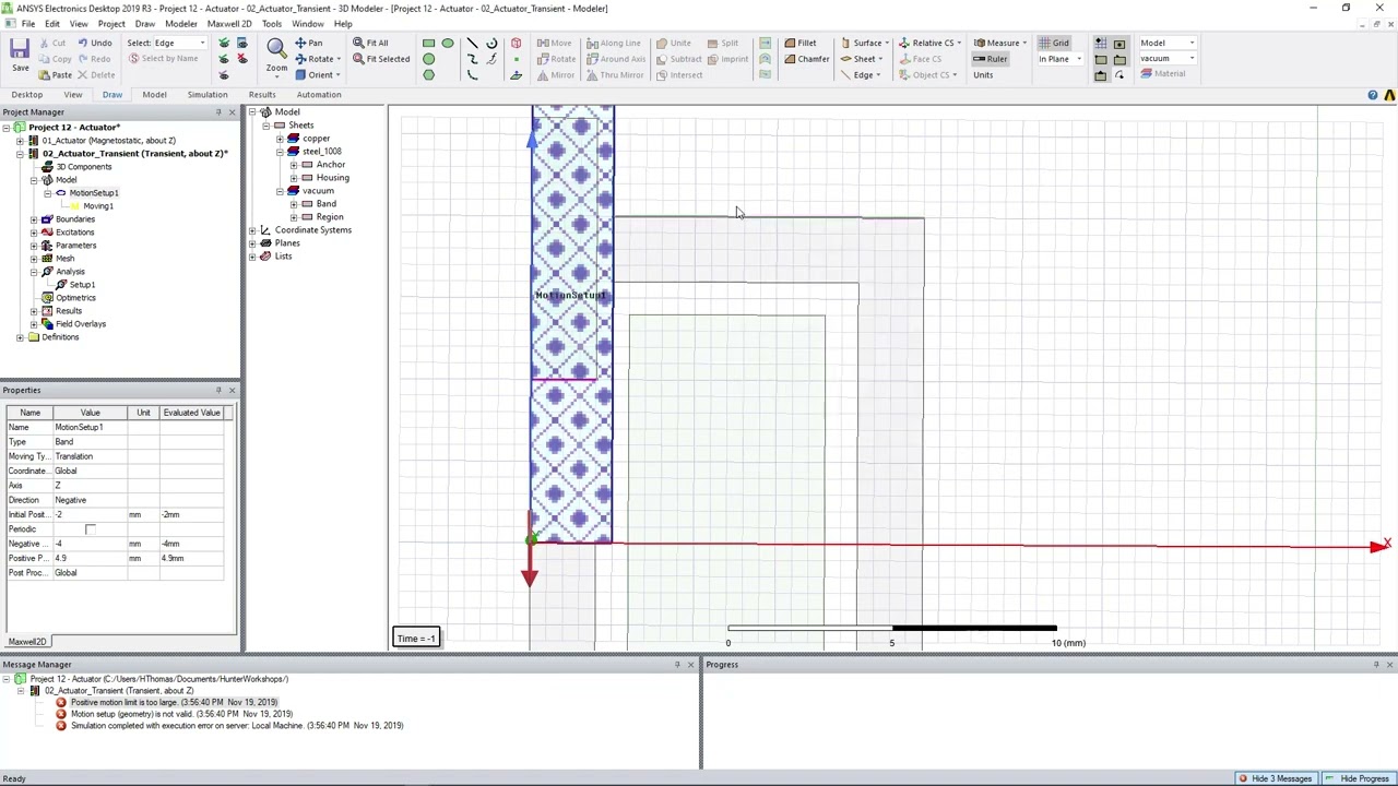 Introduction to Bands of Motion for Transient Analysis in Ansys Maxwell-Errors and Fixes
