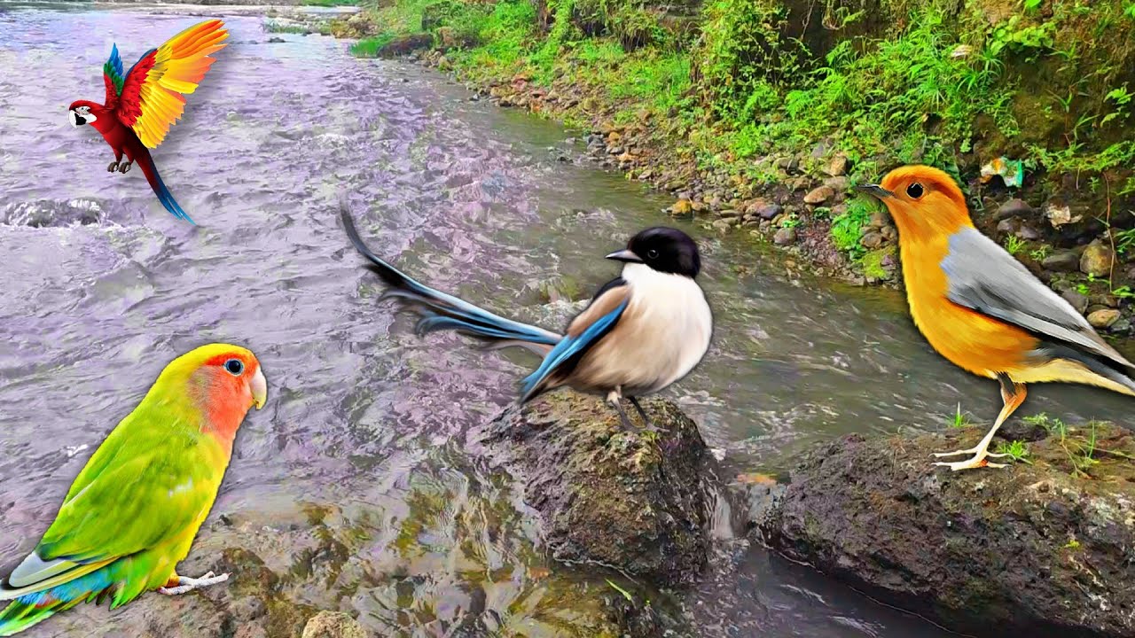 Звук речной воды и щебетание птиц, успокаивающие сон