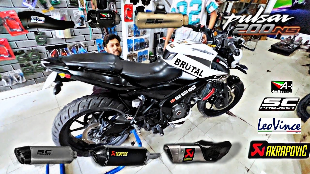 Trying 12 different exhaust on my Bajaj Pulsar NS 200 | akrapovic, leovince, sc project, arrow etc.