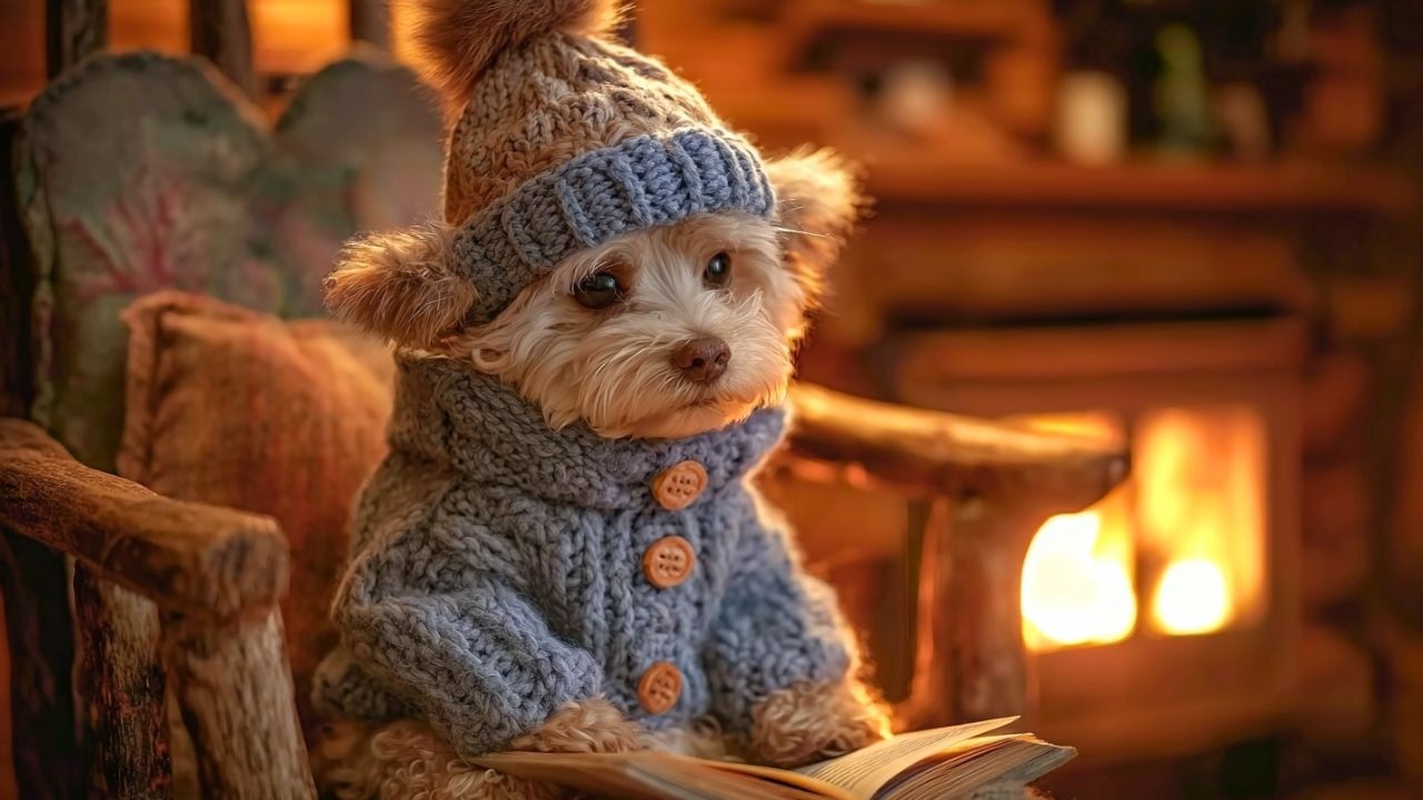 Serene Cabin Nights 🐶🎹 Relaxing Piano and Fire Sounds for Cozy, Calm Moments with Your Dog