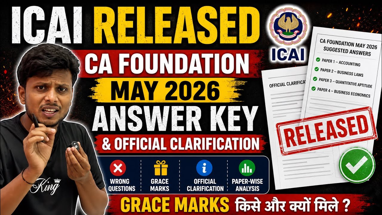ICAI Released CA Foundation May 2026 Answer Key & Official Clarification on Grace Marks
