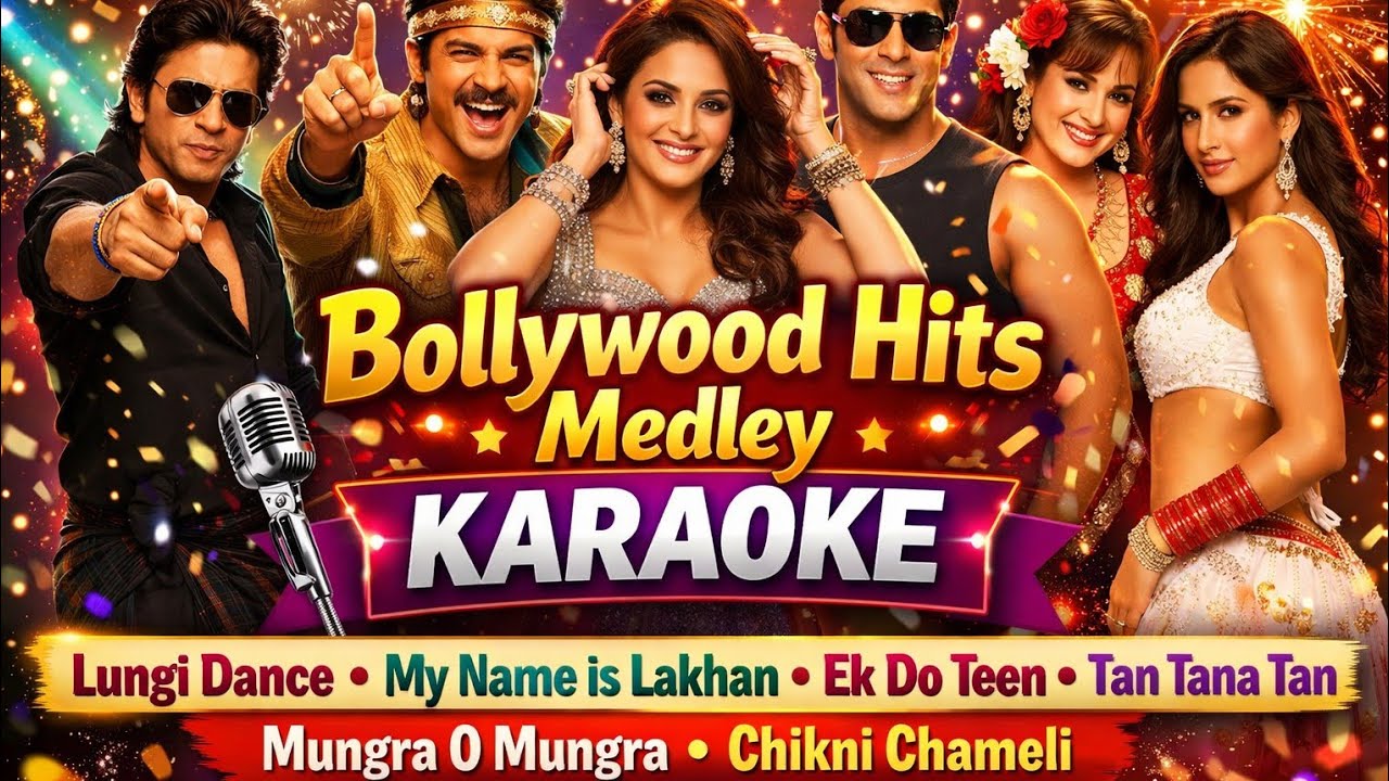 Bollywood Dance Medley Karaoke Track | Lungi Dance | Ek Do Teen | Chikni Chameli |Party Songs Medley