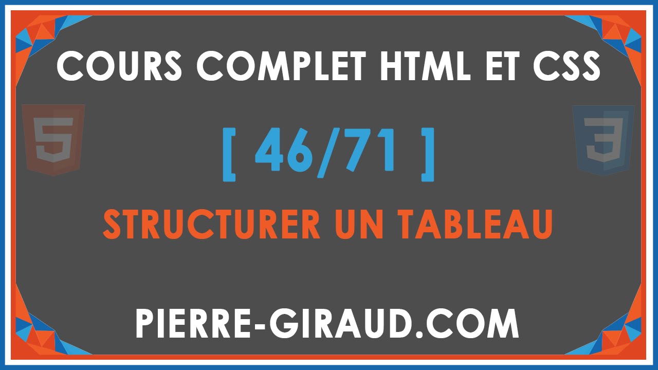 COURS COMPLET HTML ET CSS [46/71] - Créer un tableau structuré