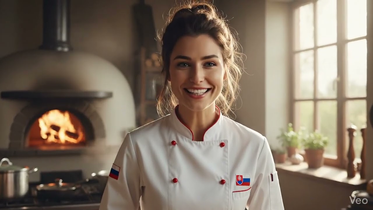 Young beautiful chef in kitchen
