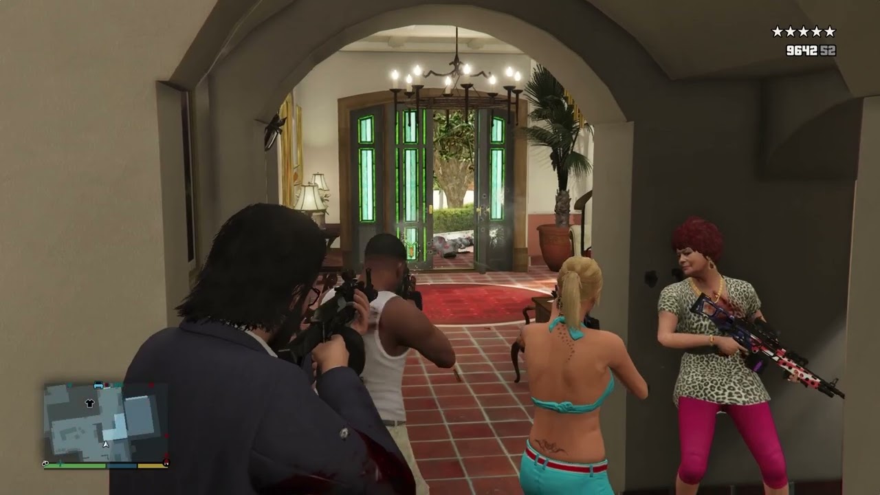 GTA V: Michael, Franklin, Trevor's Family Epic 5 Star Cop Rampage In Michael's Mansion