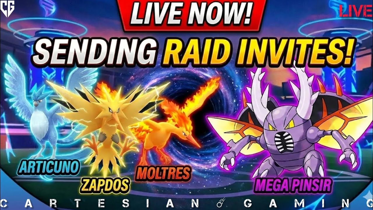 Zapdos, Moltres & Articuno Raids LIVE ⚡🔥❄️ | Mega Raids Invite Now