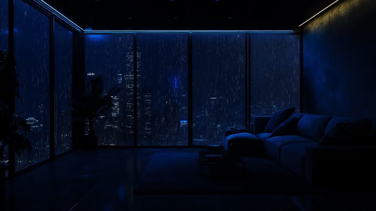 The Best Rainstorm & Distant Thunder 💦⚡6 Hours ASMR | Urban Night Ambience in a Modern Penthouse