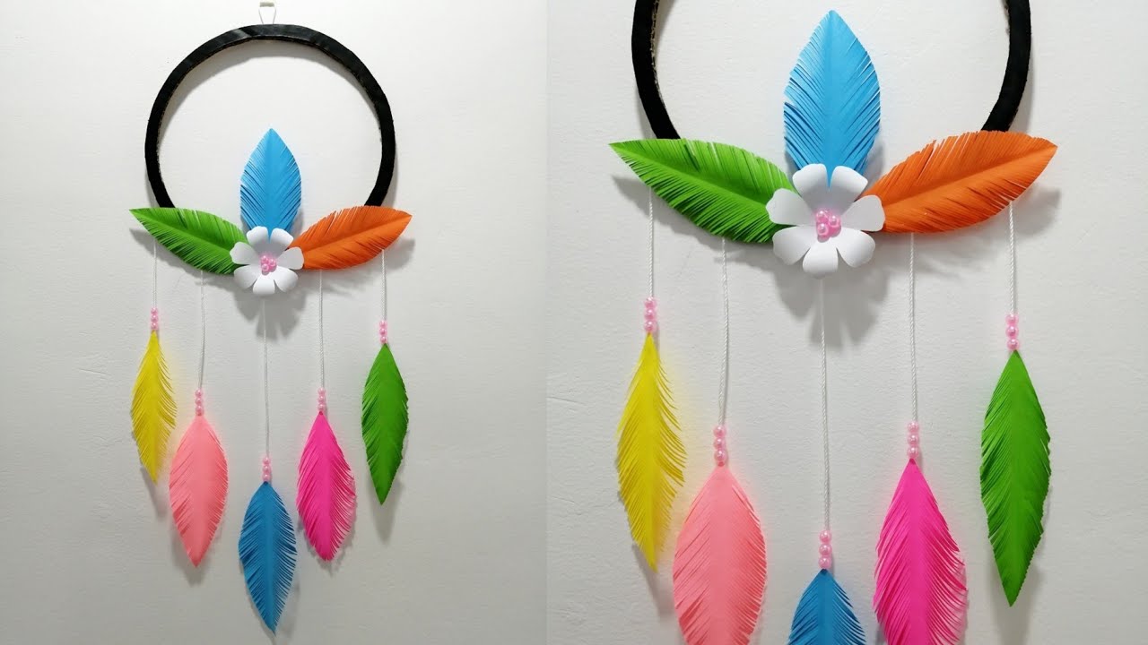 Paper Feather Wall Hanging - Wall Decoration Idea