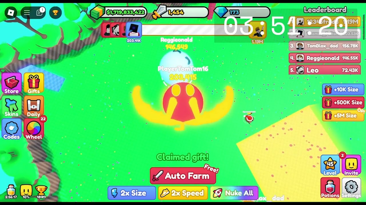 Challenge - 5 servers in 10 minutes - TomBlox playing BALL EATING SIMULATOR